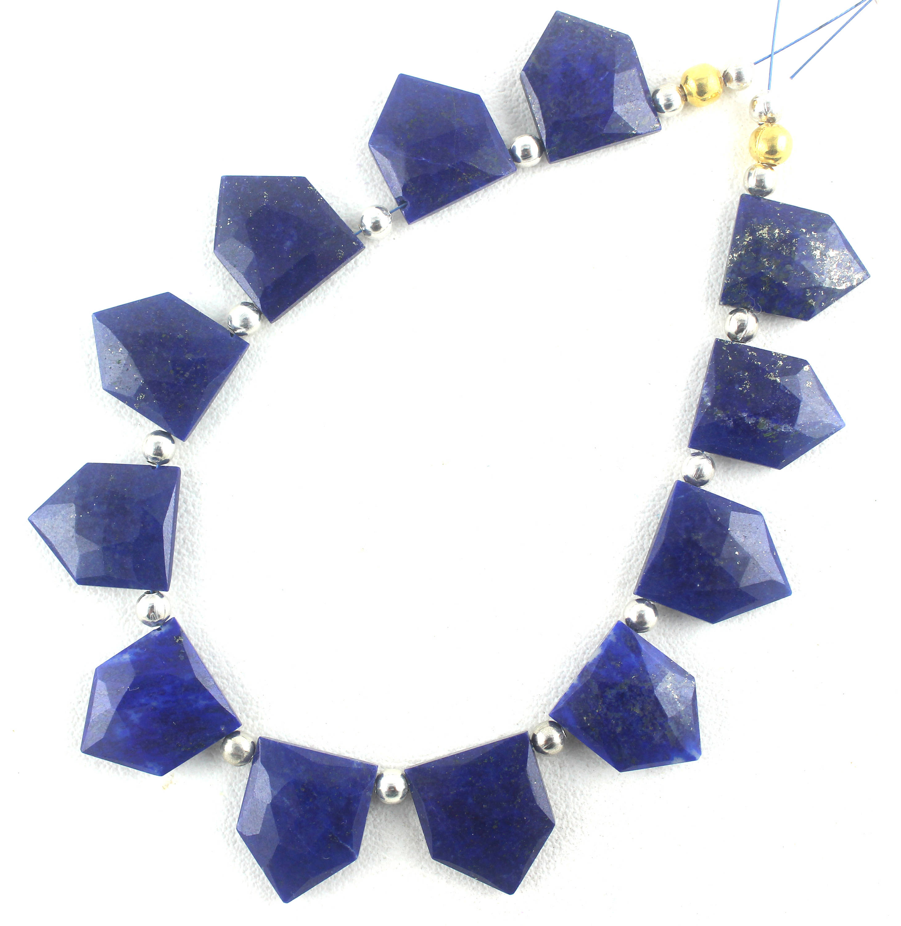 Faceted Lapis Lazuli Beads: Pentagon Shape, Aaa Quality, Matched Pairs (13x16-14.5x17mm)