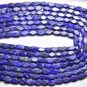 Lapis Lazuli Brick Beads - 14 inches - Natural Faceted Afghani Lapis Lazuli Rectangles Beads - Size is 5x6-4x8 mm #1634 Lapis Lazuli Brick Beads - 14 inches - Natural Faceted Afghani Lapis Lazuli Rectangles Beads - Size is 5x6-4x8 mm #1634
