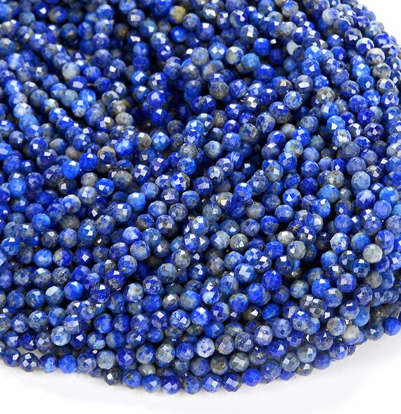 Natural Lapis Gemstone Grade Aa Micro Faceted Round 2mm 3mm Beads Bulk Lot 1,2,6,12 And 50 (p10)