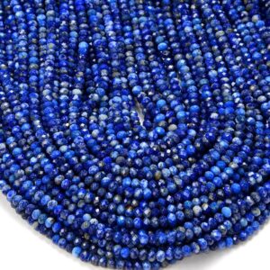 Natural Lapis Lazuli Gemstone Grade AA Micro Faceted Rondelle 3X2MM 4X3MM Loose Beads 15 inch Full Strand BULK LOT 1,2,6,12 and 50 (P61 P62) Natural Lapis Lazuli Gemstone Grade AA Micro Faceted Rondelle 3X2MM 4X3MM Loose Beads 15 inch Full Strand BULK LOT 1,2,6,12 and 50 (P61 P62)