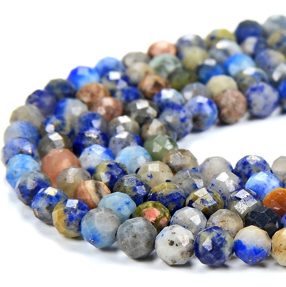 Natural Lapis Gemstone Micro Faceted Round 2mm 3mm Loose Beads 15 Inch Full Strand Bulk Lot 1,2,6,12 And 50 (p65)