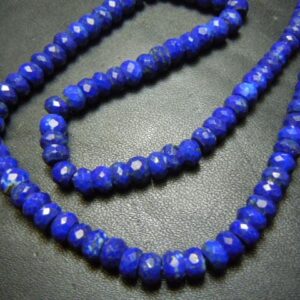 Natural Lapis Lazuli Rondelle Beads: Faceted Gemstone, 5-6mm, 14 Inch Strand Natural Lapis Lazuli Rondelle Beads: Faceted Gemstone, 5-6mm, 14 Inch Strand