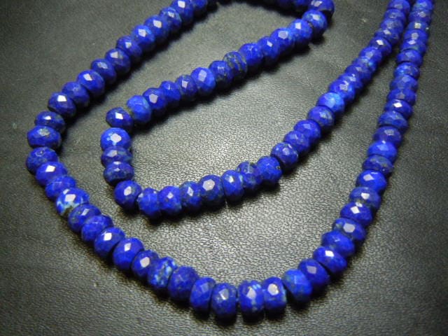 Natural Lapis Lazuli Rondelle Beads: Faceted Gemstone, 5-6mm, 14 Inch Strand