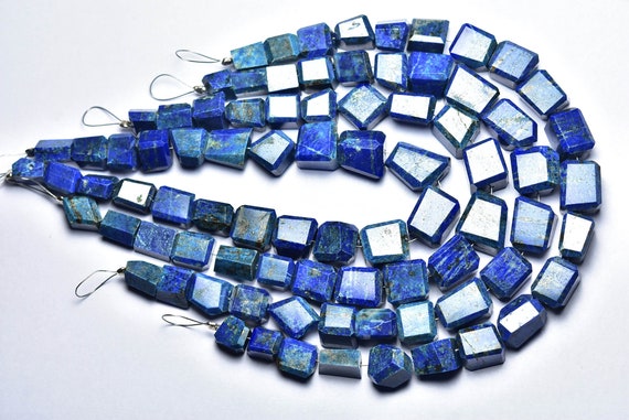 Lapis Lazuli Nuggets Beads - 7 Inches - Natural Quality Faceted Lapis Briolette - Size Is  7.5 - 10 Mm #2572
