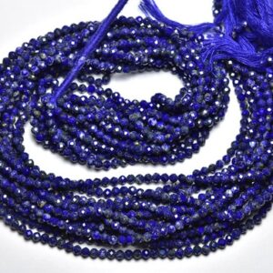Lapis Lazuli Rondelle Beads - 13 inches - Natural Super Quality Beautiful Micro Cut Faceted Lapis Lazuli Round- Size is 3 mm #56 Lapis Lazuli Rondelle Beads - 13 inches - Natural Super Quality Beautiful Micro Cut Faceted Lapis Lazuli Round- Size is 3 mm #56