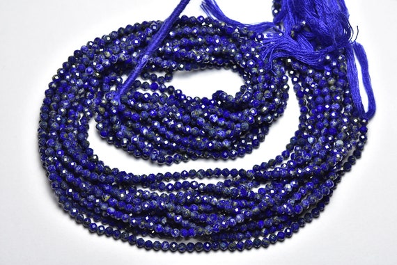 Lapis Lazuli Rondelle Beads - 13 Inches - Natural Super Quality Beautiful Micro Cut Faceted Lapis Lazuli Round- Size Is 3 Mm #56