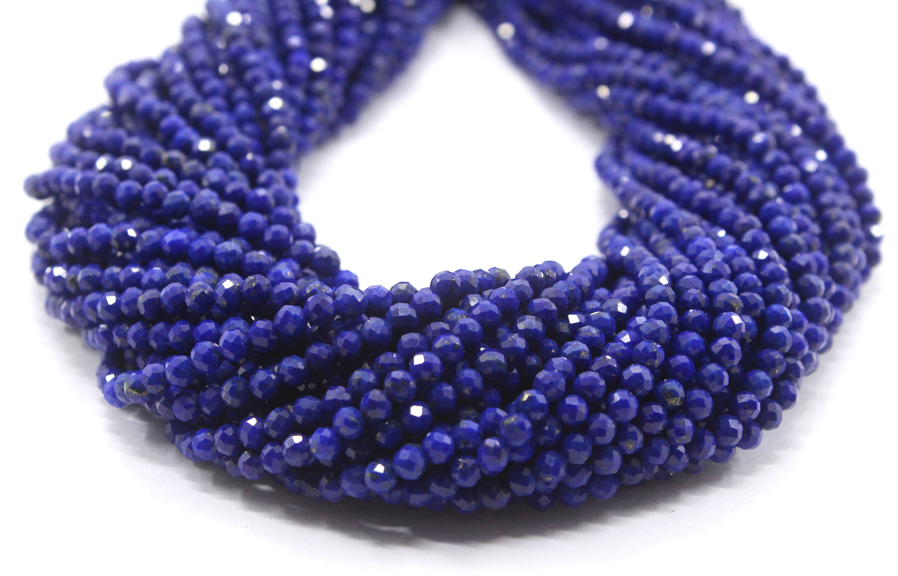 Faceted Lapis Lazuli Rondelle Beads: 3mm Gemstone Strand