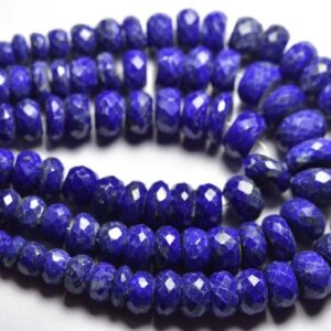 Lapis Lazuli Rondelle Beads - 7 inches - Natural Finest Quality Afghanistan Faceted Lapis Lazuli Rondelles - Size is 6-10 mm #1927 Lapis Lazuli Rondelle Beads - 7 inches - Natural Finest Quality Afghanistan Faceted Lapis Lazuli Rondelles - Size is 6-10 mm #1927