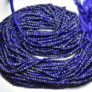 Lapis Lazuli Rondelle Beads - 13 inches - Natural Beautiful Micro Cut Faceted Lapis Lazuli Rondelle - Size is 3 mm #56 Lapis Lazuli Rondelle Beads - 13 inches - Natural Beautiful Micro Cut Faceted Lapis Lazuli Rondelle - Size is 3 mm #56
