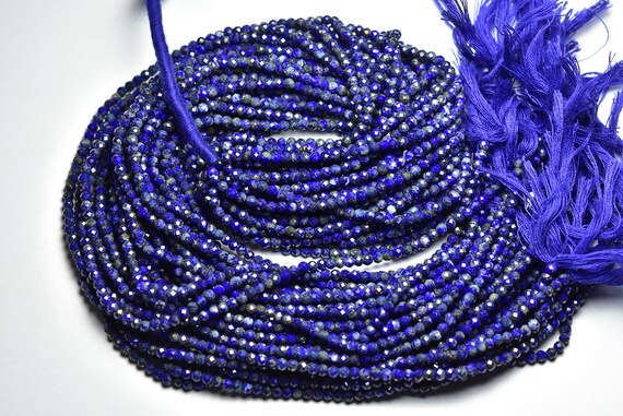 Lapis Lazuli Rondelle Beads - 13 Inches - Natural Beautiful Micro Cut Faceted Lapis Lazuli Rondelle - Size Is 3 Mm #56