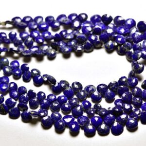 Lapis Lazuli Heart Beads - 8 inches - Natural Beautiful Afghani Tiny Lapis Lazuli Faceted Heart Briolettes Strand - Size is 5 - 6.5 mm #700