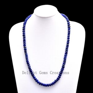 Lapis Lazuli Necklace, 6-7mm Rondelle Beads, 19 Inch Semi-Precious Jewelry