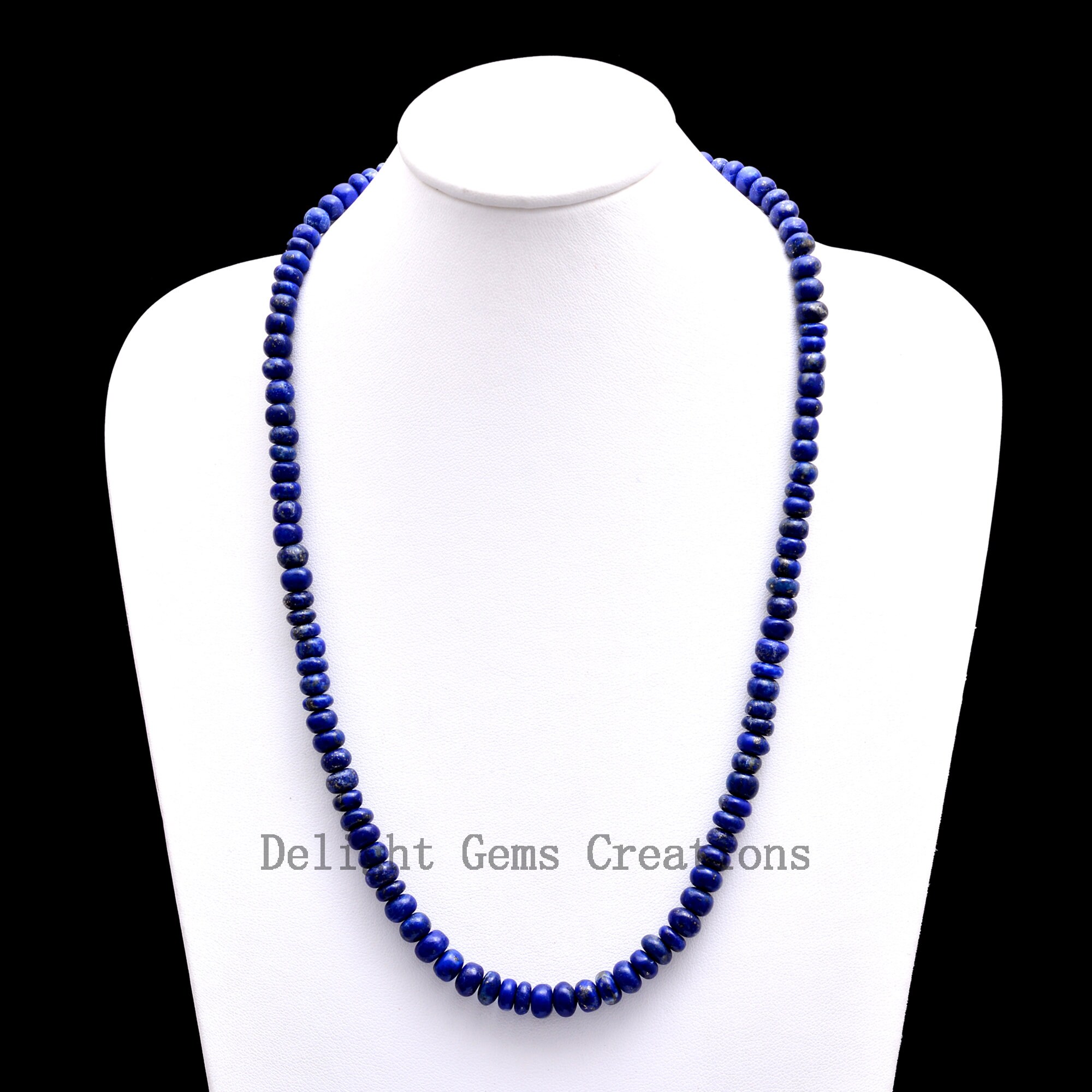 Lapis Lazuli Necklace, 6-7mm Rondelle Beads, 19 Inch Semi-precious Jewelry