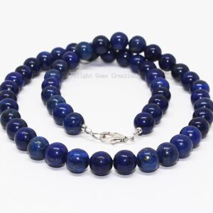 Lapis Lazuli Necklace, 8mm Beaded Gemstone, Blue Jewelry