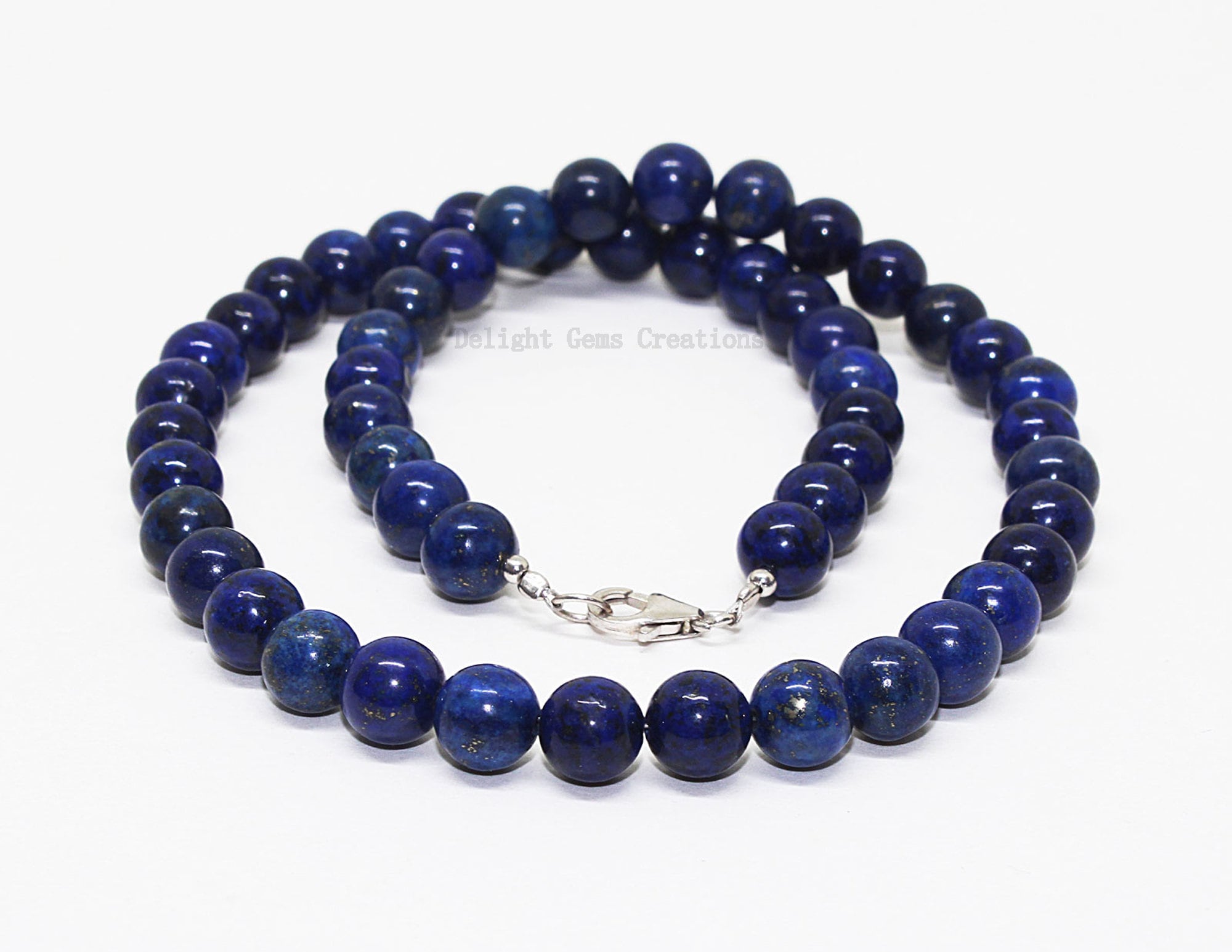 Lapis Lazuli Necklace, 8mm Beaded Gemstone, Blue Jewelry