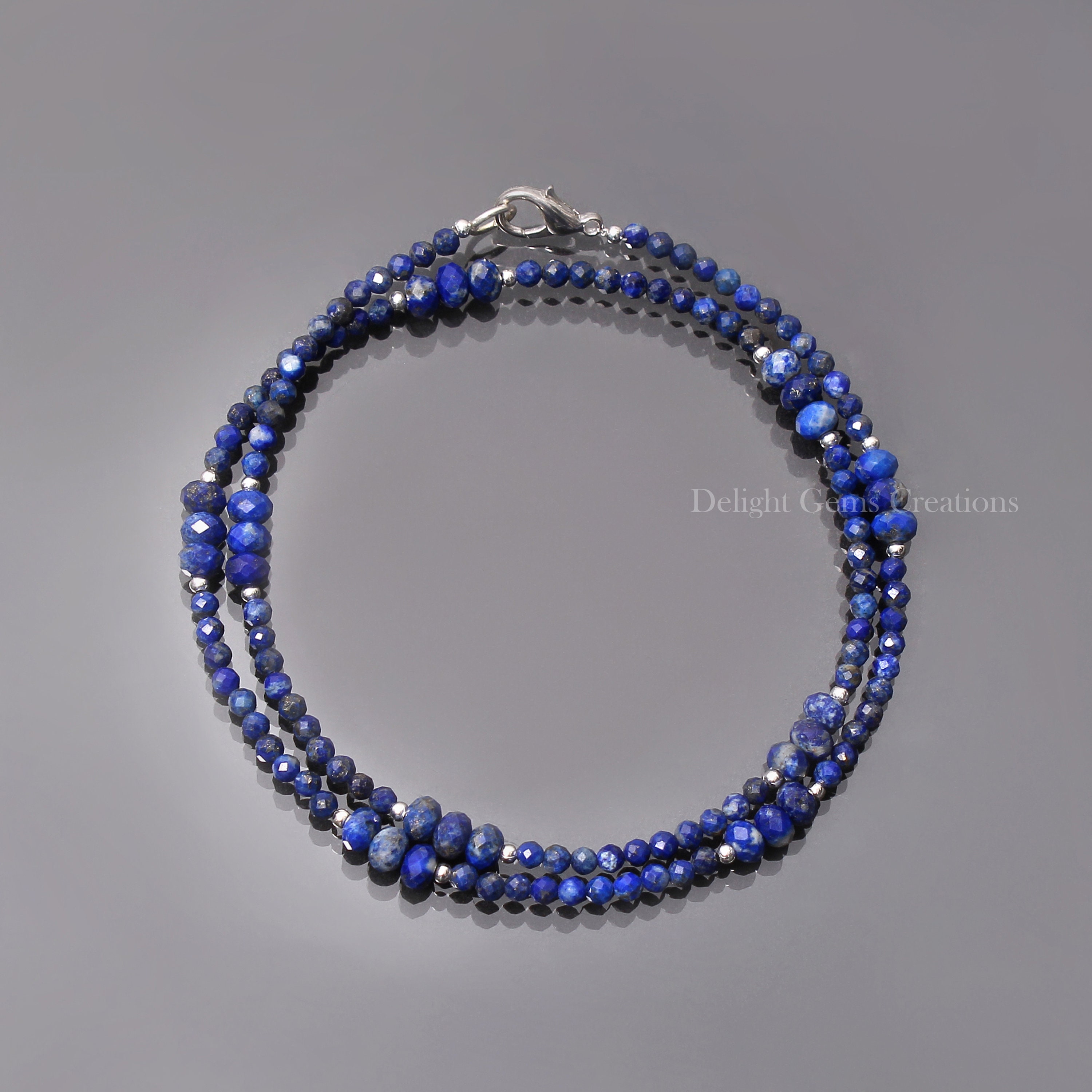 Aaa++ Lapis Lazuli Gemstone Beads Necklace, 3.5-5.5mm Lapis Lazuli Faceted Round/rondelle Beads Necklace, Blue Beads Jewelry, Gift For Her