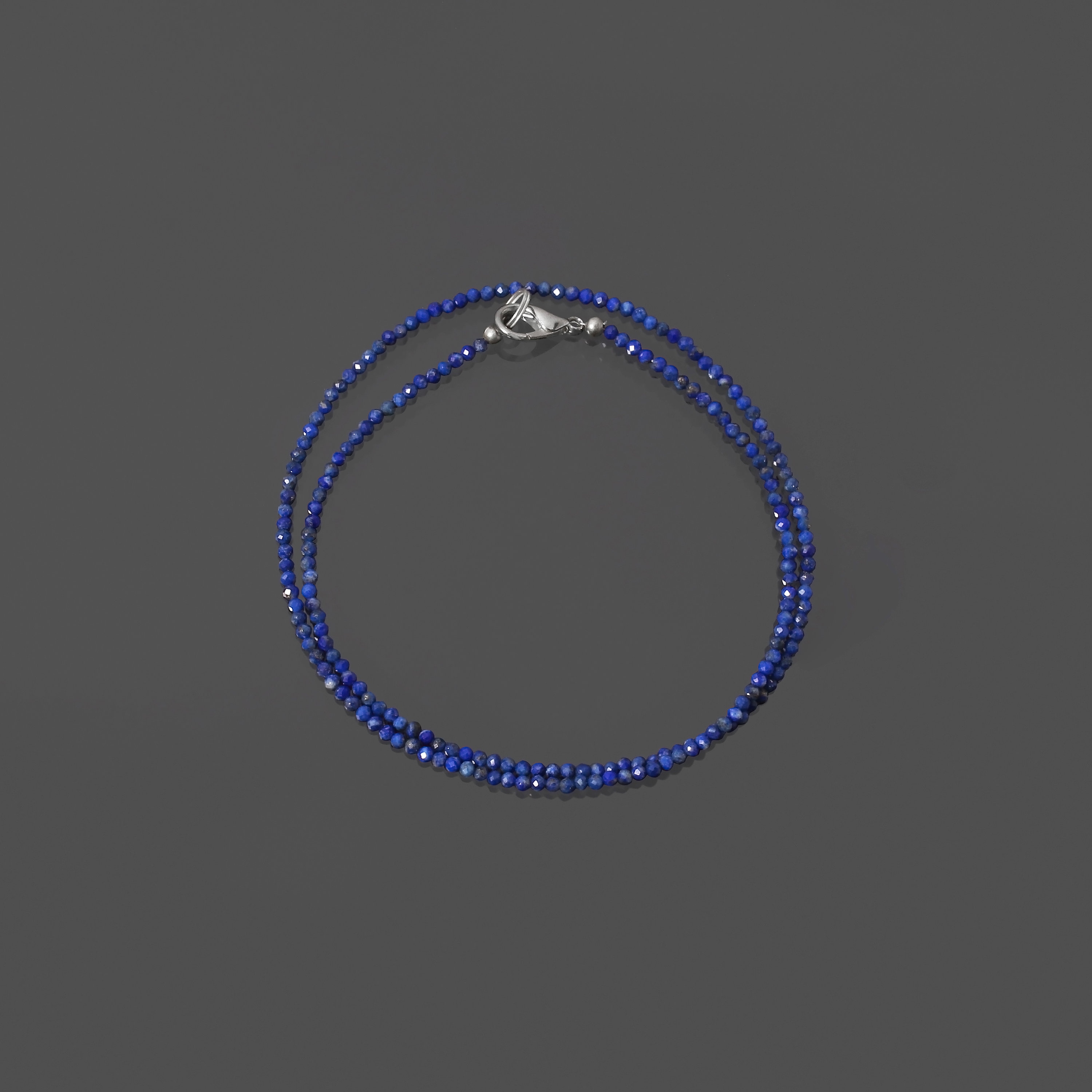 Lapis Lazuli Beaded Necklace, 2.5mm Micro Faceted Blue Beads