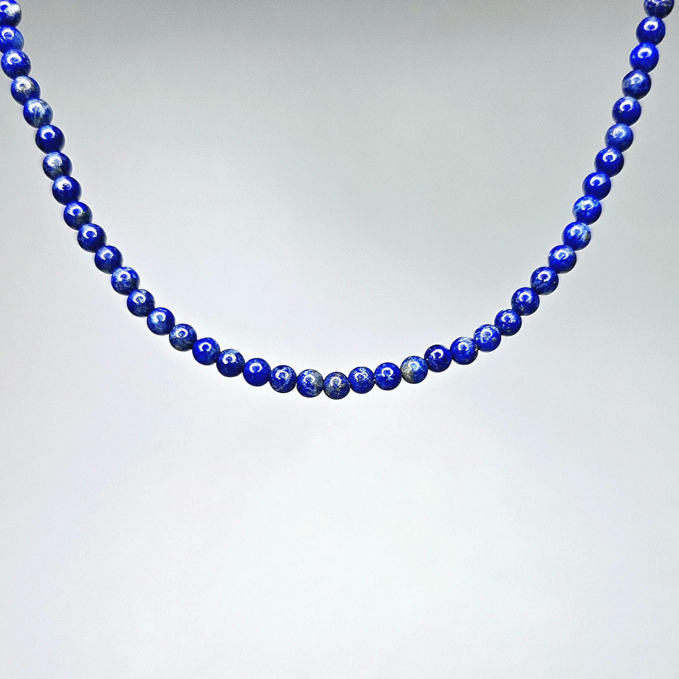 Lapis Lazuli Beaded Choker: Sterling Silver Gemstone Necklace Lapis Lazuli Beaded Choker: Sterling Silver Gemstone Necklace