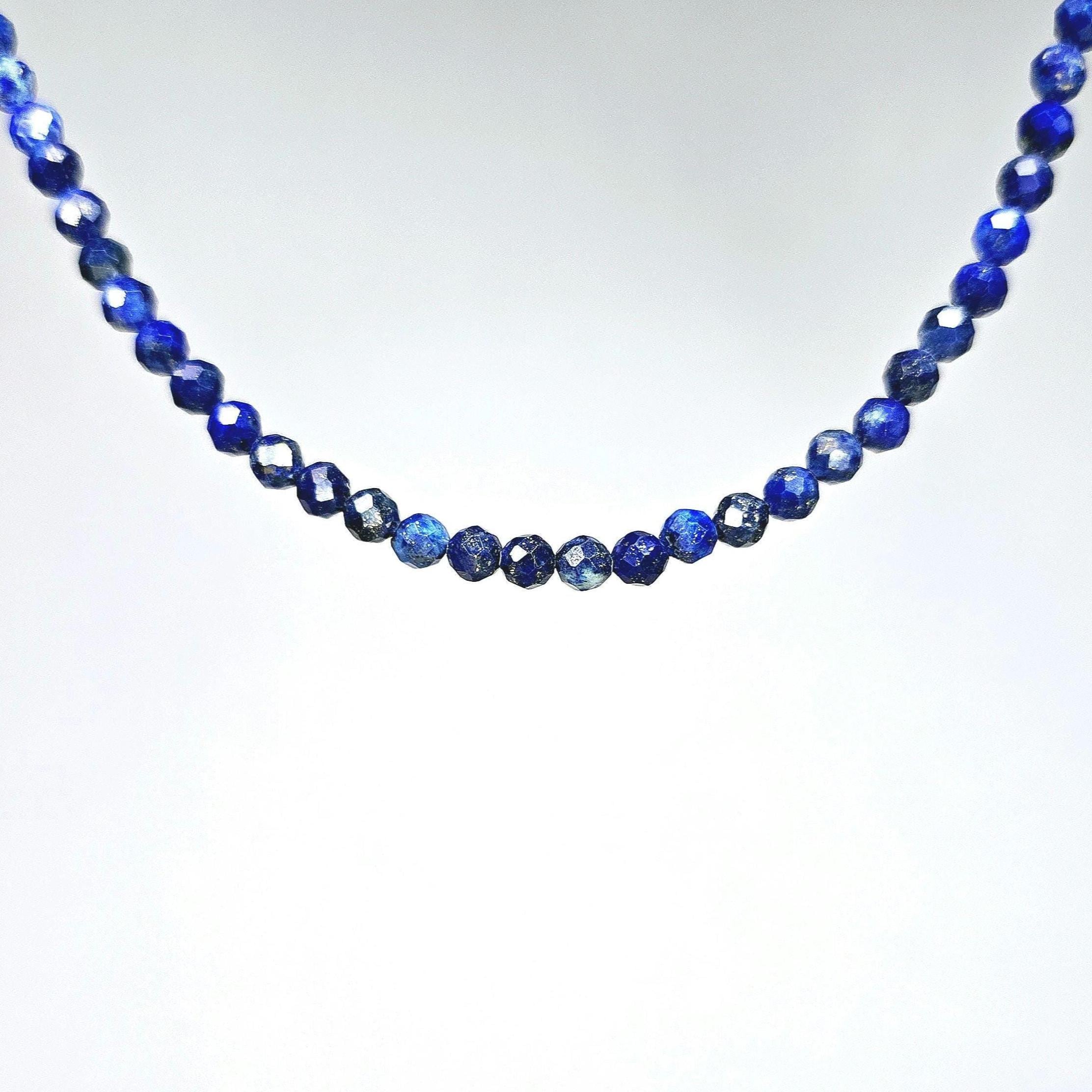 Lapis Lazuli Beaded Choker: Sterling Silver Gemstone Necklace Lapis Lazuli Beaded Choker: Sterling Silver Gemstone Necklace