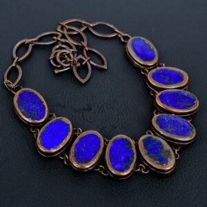 Electroformed Copper Lapis Lazuli Necklace - Adjustable Chain