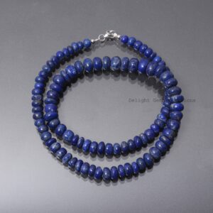 Lapis Lazuli Gemstone Necklace, 5.5-9mm Rondell Blue Beads