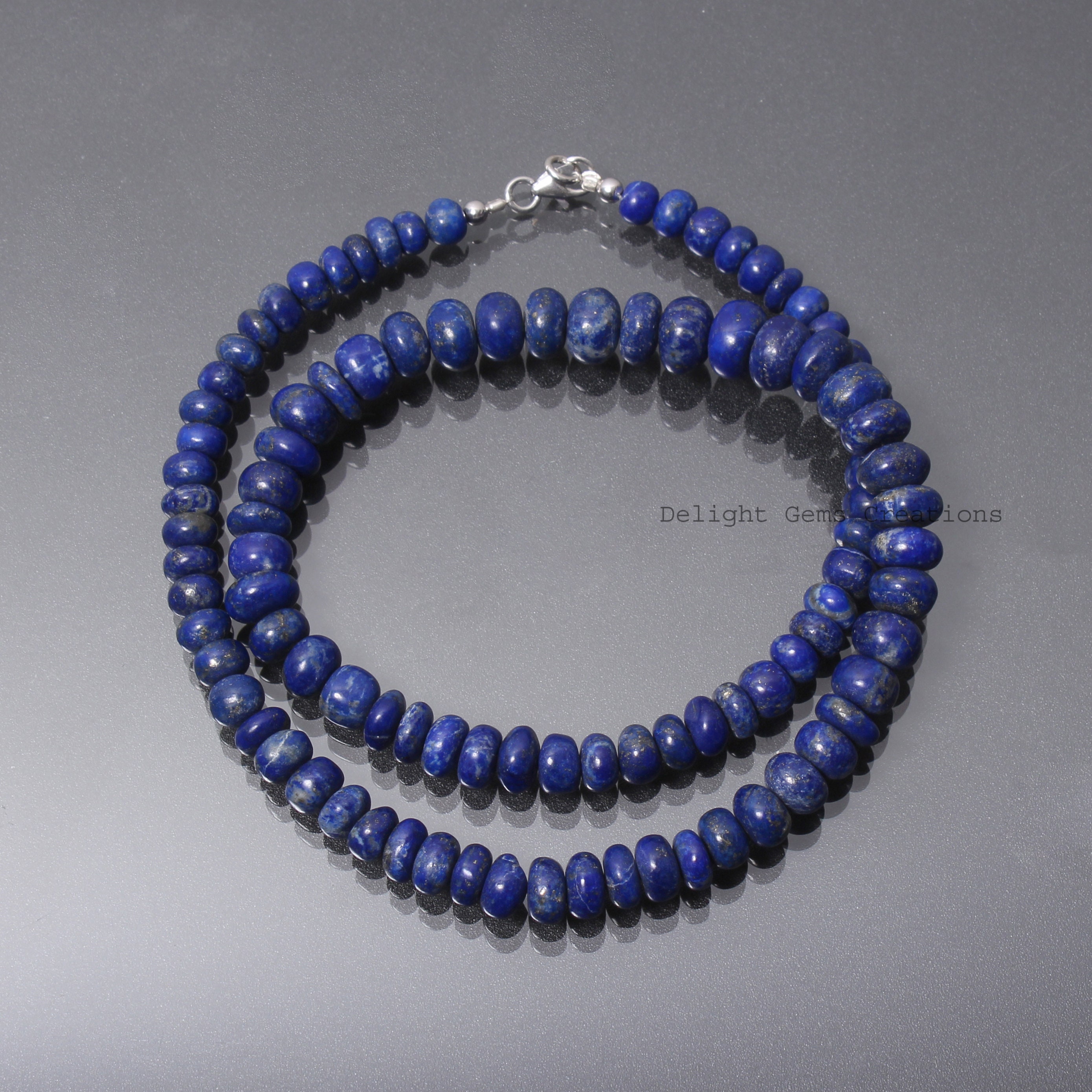 Lapis Lazuli Gemstone Necklace, 5.5-9mm Rondell Blue Beads