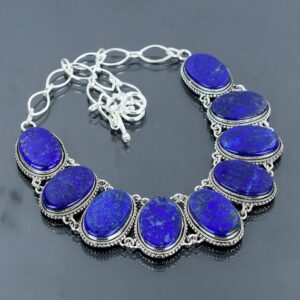 Lapis Lazuli Necklace: Handmade 925 Sterling Silver, Adjustable Chain