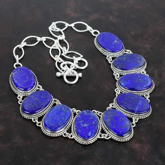 Lapis Lazuli Necklace: Handmade 925 Sterling Silver Vintage Design