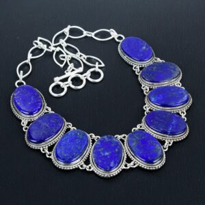 Handmade Lapis Lazuli Necklace: Vintage 925 Sterling Silver, Adjustable