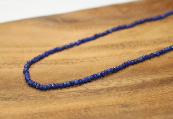 Lapis Necklace, Lapis Jewelry, Beaded Necklace, Minimalist, Layering Necklace, Gemstone Jewelry