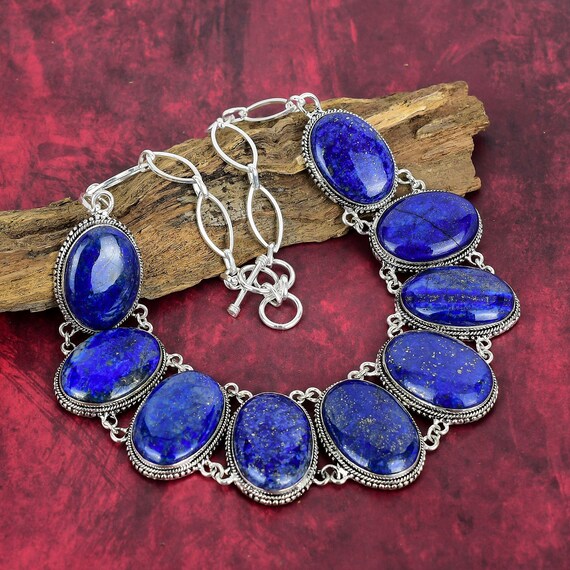 Natural Lapis Lazuli Necklace, 925 Sterling Silver Jewelry, Gemstone Jewelry, Handmade Jewelry, Adjustable Chain Necklace, Wedding Gift