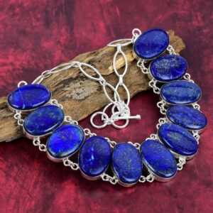 Natural Lapis Lazuli Gemstone Necklace, 925 Sterling Silver Jewelry, Blue Gemstone Necklace With Adjustable Chain, Perfect Gift For Love
