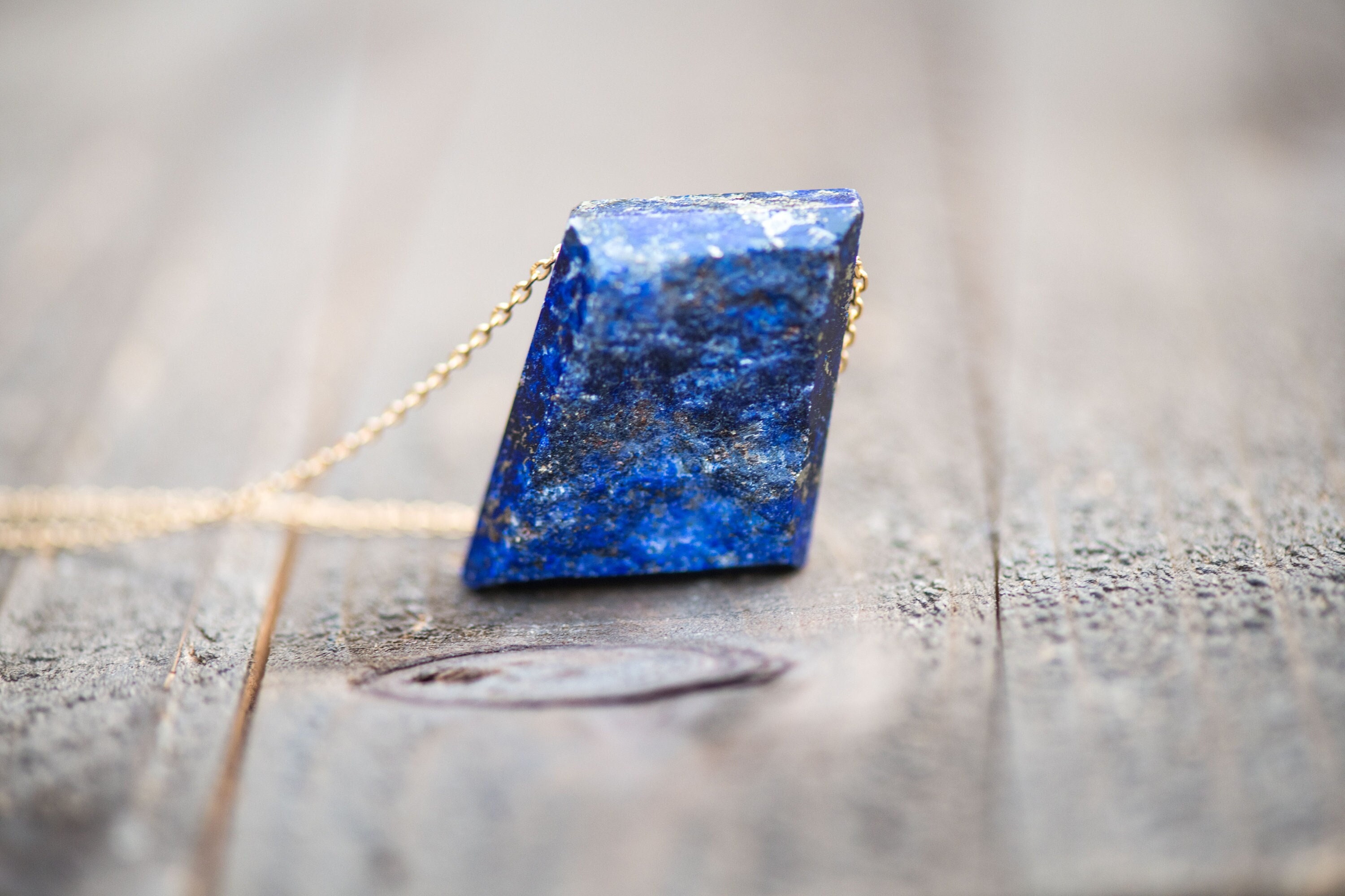 Raw Stone Necklace, Natural Stone Necklace, Raw Crystal Necklace, Rough Stone Necklace, Healing Crystal, Lapis Lazuli Necklace, Blue Stone