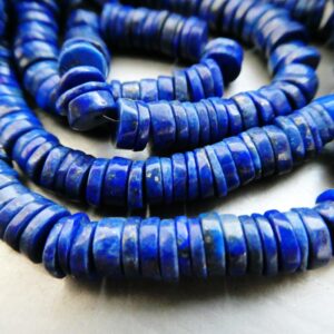 Lapis Rondelle 6mm Beads -4in, 8in Blue Natural Strand- Necklace Jewelry Making- Craft Beads