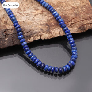 Sparkling Blue lapis lazuli beaded necklace- 5mm-7mm smooth rondelle lapis gemstone jewelry-women men jewelry-best gifts ideas for her/him