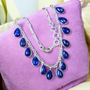 Lapis Lazuli Sterling Silver Choker: Bohemian December Birthstone Necklace Lapis Lazuli Sterling Silver Choker: Bohemian December Birthstone Necklace