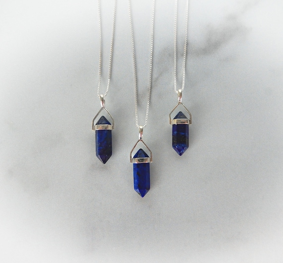 Lapis Necklace Sterling Silver • Lapis Lazuli Point • Gemstone Point • Healing Crystal Necklace • Blue Lapis • Layering Necklace