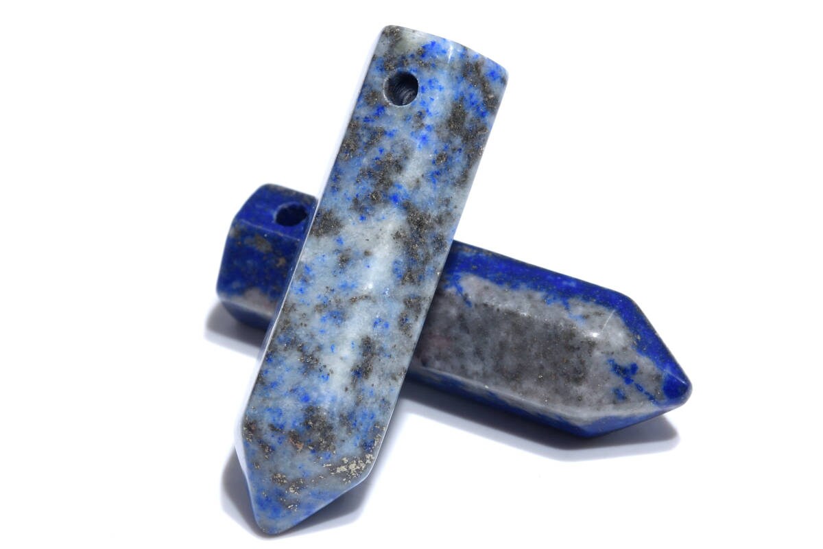 2 Pcs 30x8mm Lapis Lazuli Beads Healing Hexagonal Pointed Grade A Natural Loose Beads Bulk Lot 2,4,6,12 And 50 (103281-720)