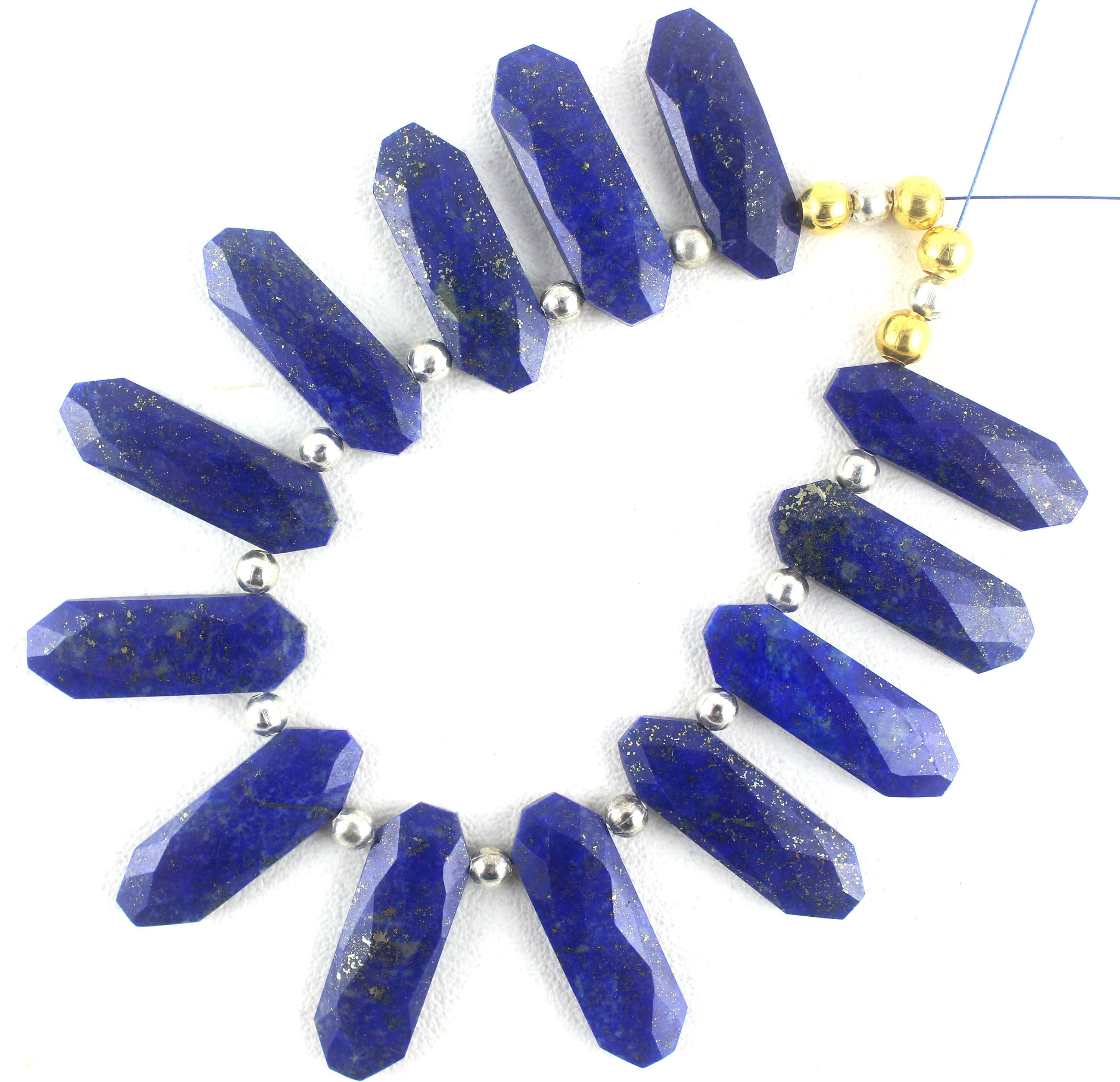 Aaa Lapis Lazuli Faceted Fancy Beads: 2 Matched Pairs (8.5x25-9x27mm)