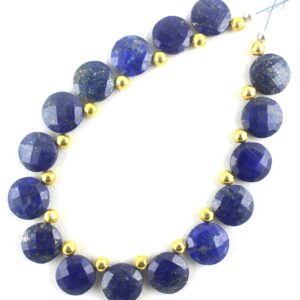 Aaa Lapis Lazuli Coin Beads: Faceted Gemstone Pair (13-14mm) Aaa Lapis Lazuli Coin Beads: Faceted Gemstone Pair (13-14mm)