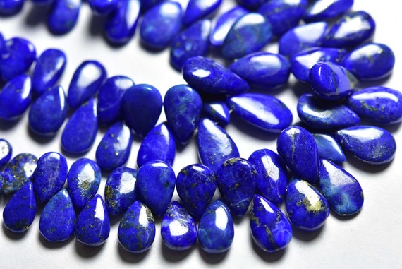 Beautiful Lapis Lazuli Briolette Beads - 7 Inches - Super Quality Smooth Afghani Lapis Lazuli Pear Briolettes - Size Is 7x11 - 10x15mm #1429