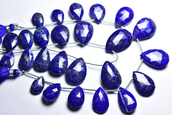 Big Lapis Lazuli Pear Beads - 8 Inches - Natural Beautiful Faceted Lapis Lazuli Pendant Pear Briolettes - Size Is 11x15-16x22 Mm #1636 Big Lapis Lazuli Pear Beads - 8 Inches - Natural Beautiful Faceted Lapis Lazuli Pendant Pear Briolettes - Size Is 11x15-16x22 Mm #1636