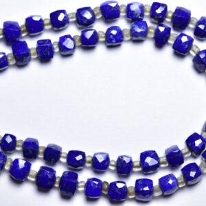 Lapis Lazuli Cube Beads - 7 Inches - Natural Faceted Lapis Lazuli Cube,box Briolettes -super Quality - Size Is 4-4.5 Mm #1606 Lapis Lazuli Cube Beads - 7 Inches - Natural Faceted Lapis Lazuli Cube,box Briolettes -super Quality - Size Is 4-4.5 Mm #1606