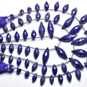 Lapis Lazuli Dewdrop Beads - 7.5 Inches - Amazing Beautiful Natural Faceted Lapis Lazuli Dewdrops Briolettes - Size Is 5x9-7x20 Mm #1599 Lapis Lazuli Dewdrop Beads - 7.5 Inches - Amazing Beautiful Natural Faceted Lapis Lazuli Dewdrops Briolettes - Size Is 5x9-7x20 Mm #1599