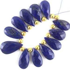 Faceted Lapis Lazuli Pear Beads: 2 Matched Pairs (10.5x19.5-14.5x25mm) Faceted Lapis Lazuli Pear Beads: 2 Matched Pairs (10.5x19.5-14.5x25mm)