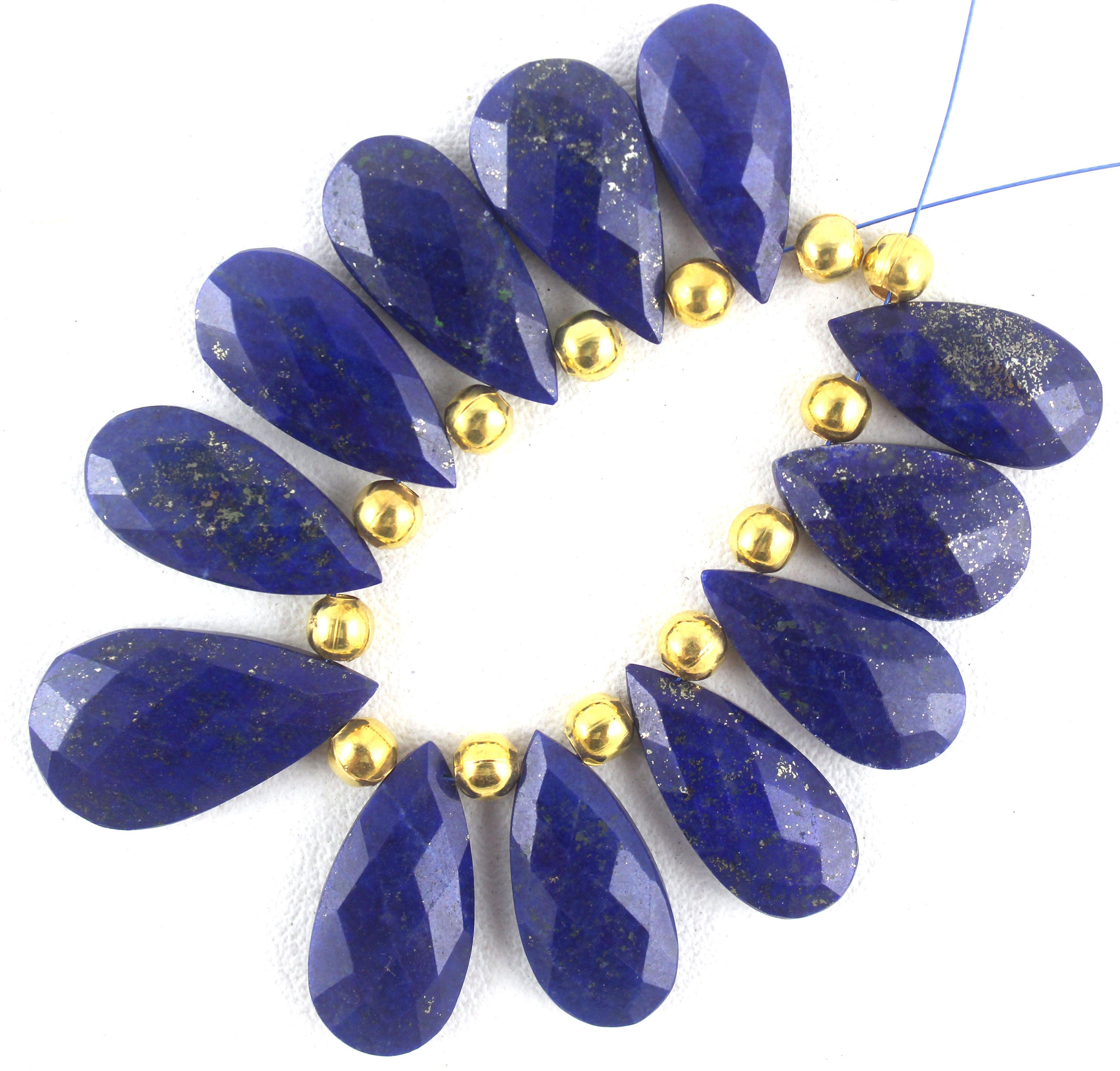Faceted Lapis Lazuli Pear Beads: 2 Matched Pairs (10.5x19.5-14.5x25mm)