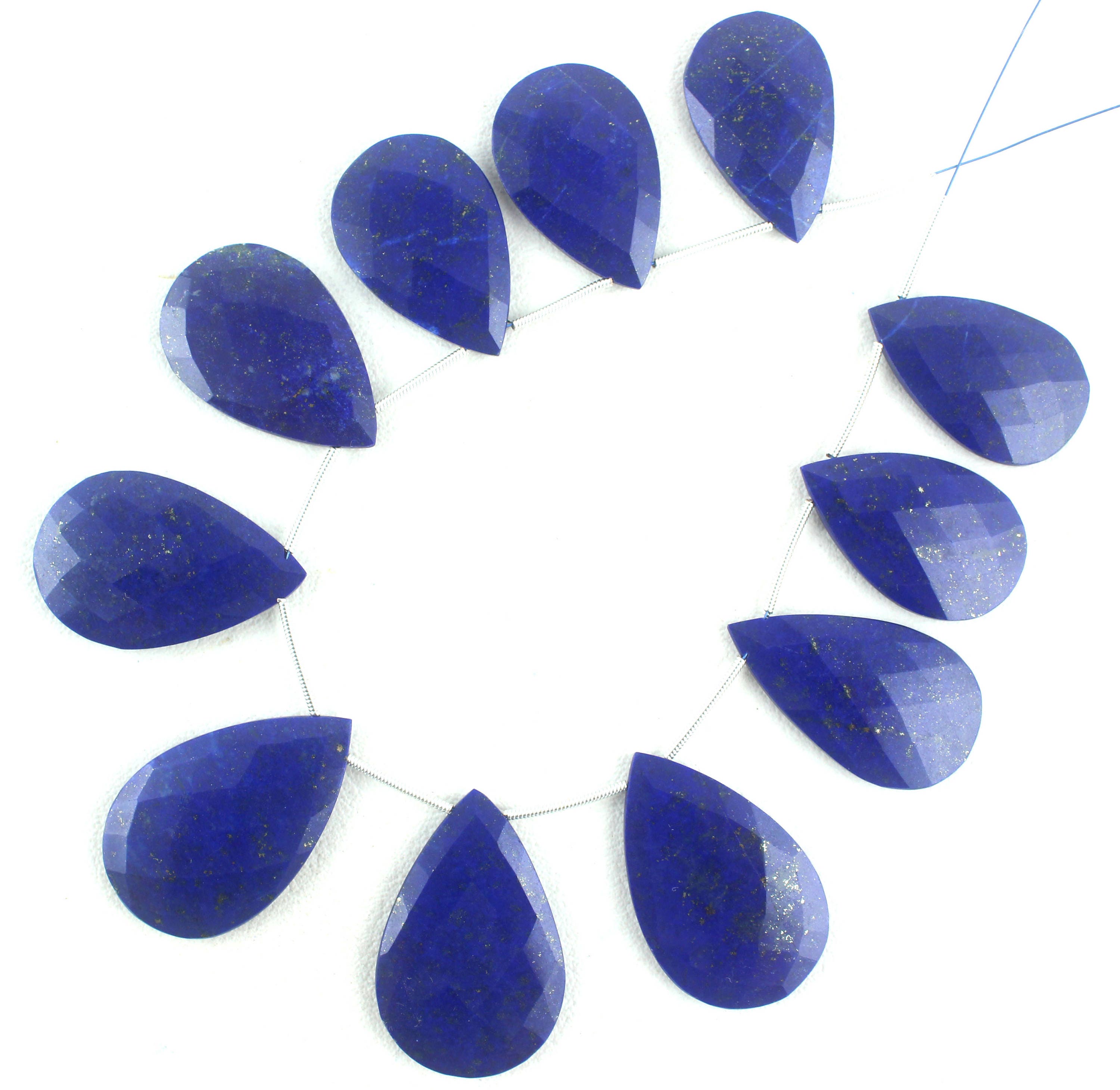 Faceted Lapis Lazuli Pear Beads: Aaa Quality, Matched Pairs (16.5x27-21x32mm)