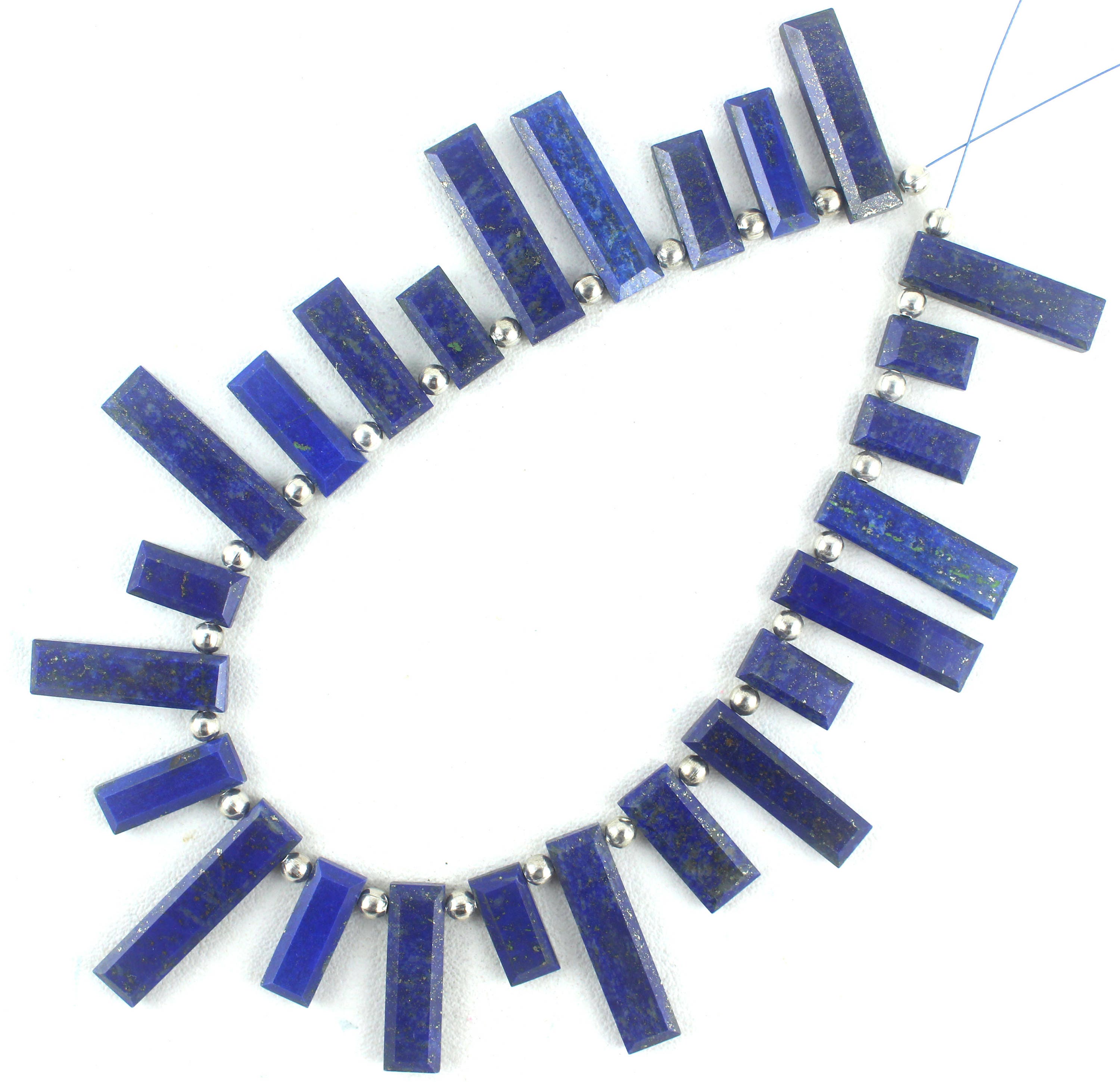Faceted Lapis Lazuli Rectangle Beads: 6x12-8x31mm, Matched Pairs