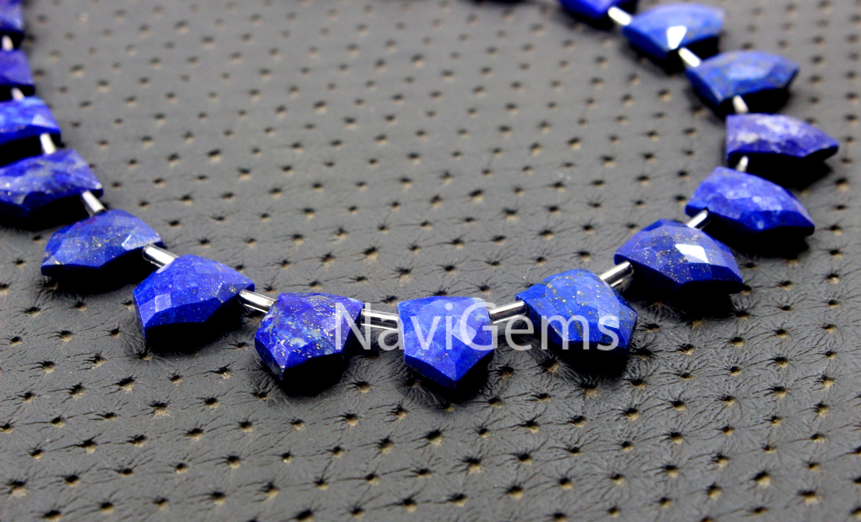 Faceted Lapis Lazuli Briolette Beads: Pentagon Gemstone Strand