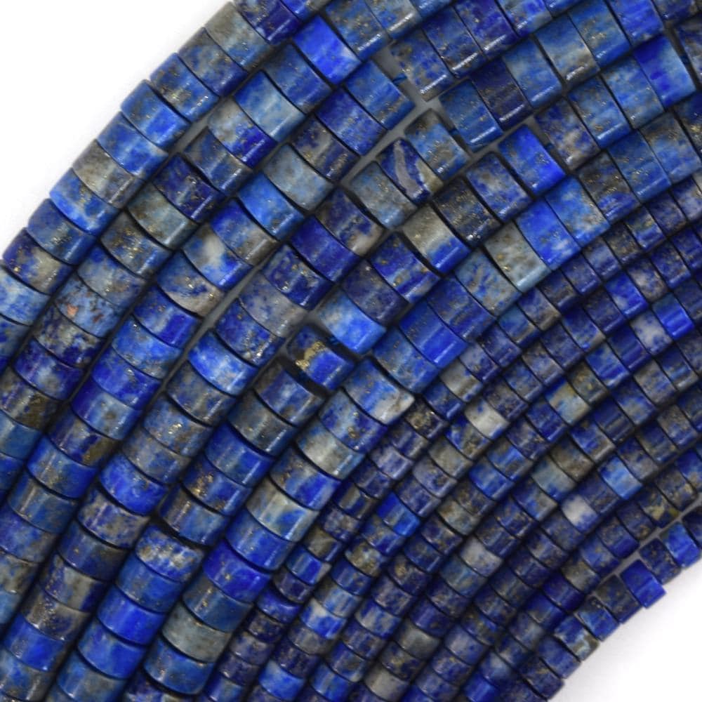 Natural Blue Lapis Lazuli Heishi Disc Beads Gemstone 15" Strand 4mm 6mm